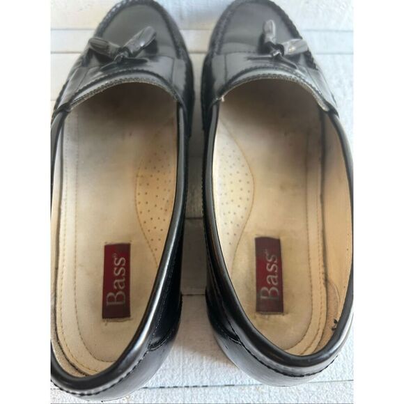 Bass Harrison Men’s 10D Black Leather Tassel Loafers Classic main image 4